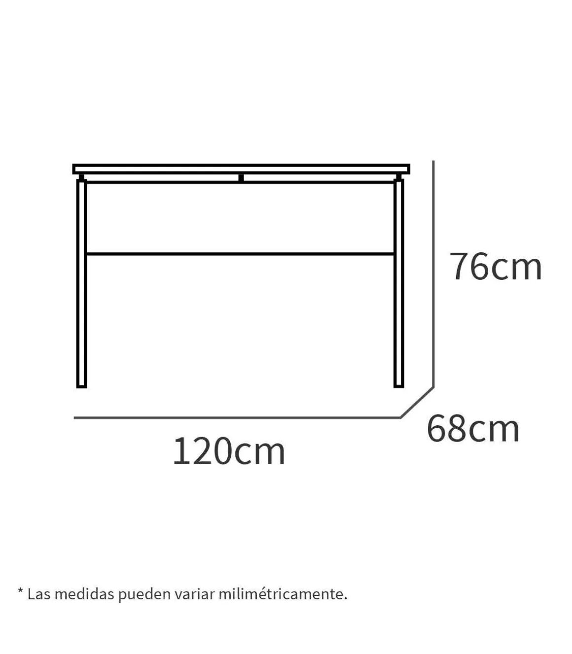 Mesa de oficina Teide en color blanco mate. 76 cm(alto)120 cm(ancho)68 cm(fondo)
