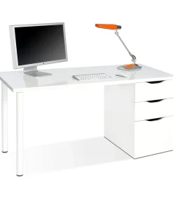 Mesa de ordenador reversible Seul en acabado blanco 74 cm(alto)138 cm(ancho)60 cm(largo)
