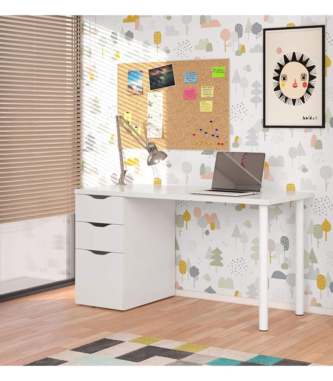 Mesa de ordenador reversible Seul en acabado blanco 74 cm(alto)138 cm(ancho)60 cm(largo)