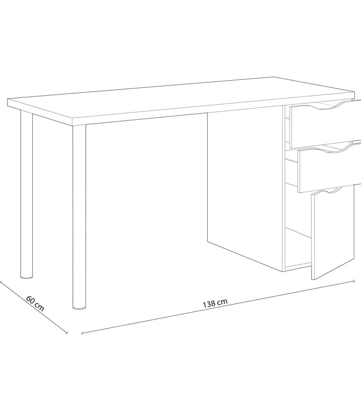 Mesa de ordenador reversible Seul en acabado blanco 74 cm(alto)138 cm(ancho)60 cm(largo)