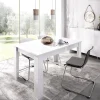 Mesa de salon extensible Baños de la encina en color blanco brillo. 76 cm(alto)140-180 cm(ancho)90 cm(fondo)