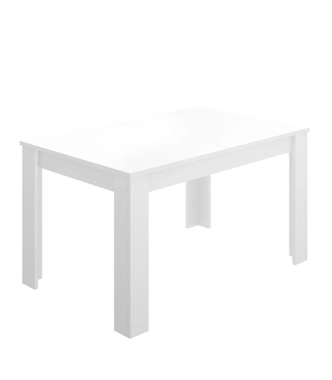 Mesa de salon extensible Baños de la encina en color blanco brillo. 76 cm(alto)140-180 cm(ancho)90 cm(fondo)