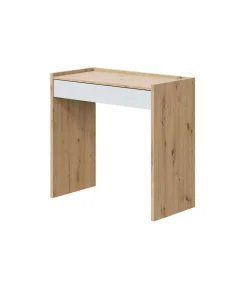 Mesa escritorio Luka con cajón acabado en Roble y Blanco Artik 77 cm(alto) x 82 cm (ancho) x 40 cm (fondo)