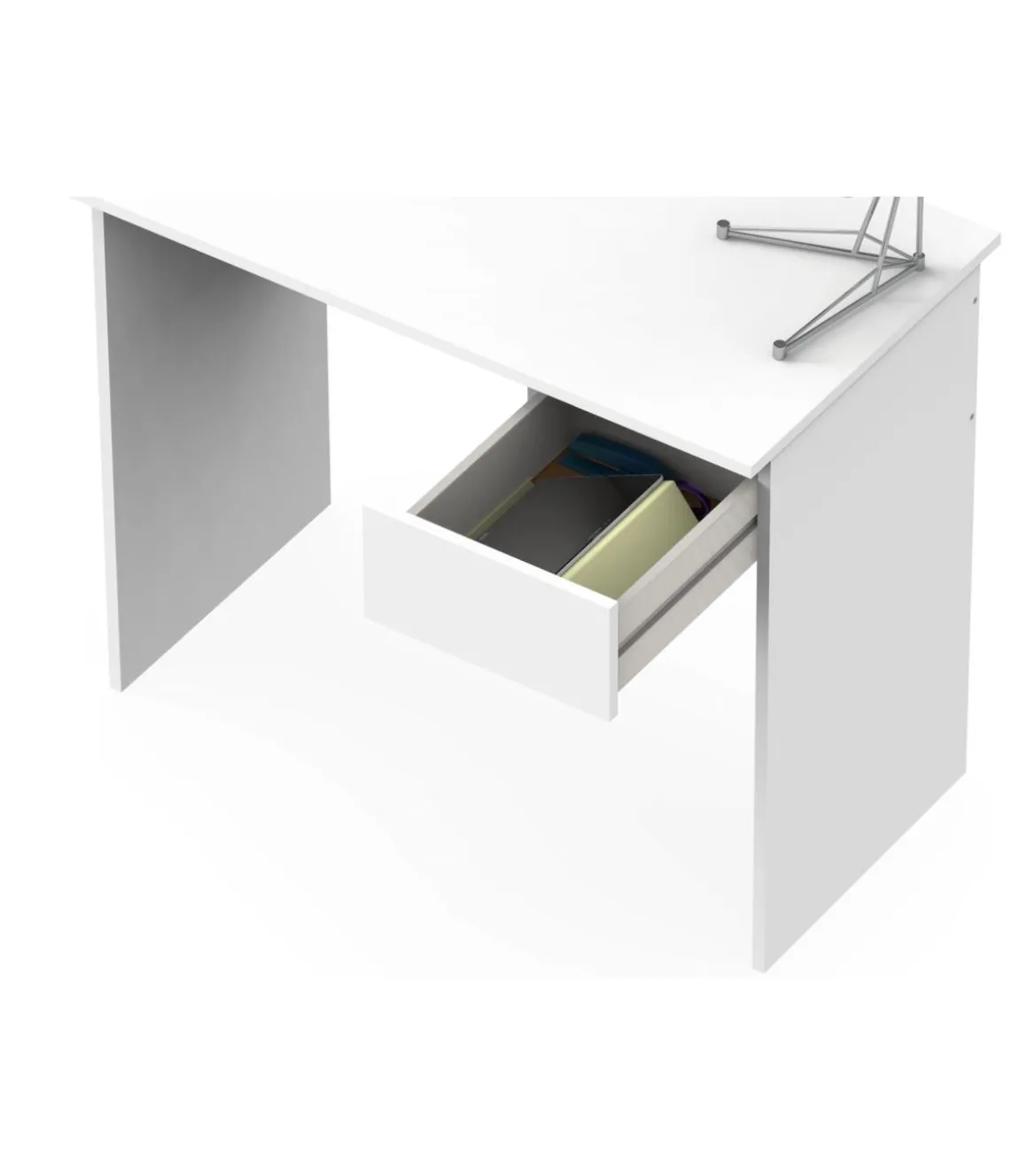 Mesa escritorio Turín con un cajón acabado blanco brillo, 75 cm(alto)90 cm(ancho)50 cm(fondo)