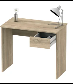 Mesa escritorio Turín con un cajón acabado roble, 75 cm(alto)90 cm(ancho)50 cm(fondo)