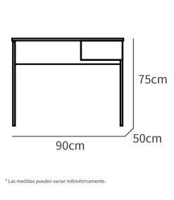 Mesa escritorio Turín con un cajón acabado roble, 75 cm(alto)90 cm(ancho)50 cm(fondo)