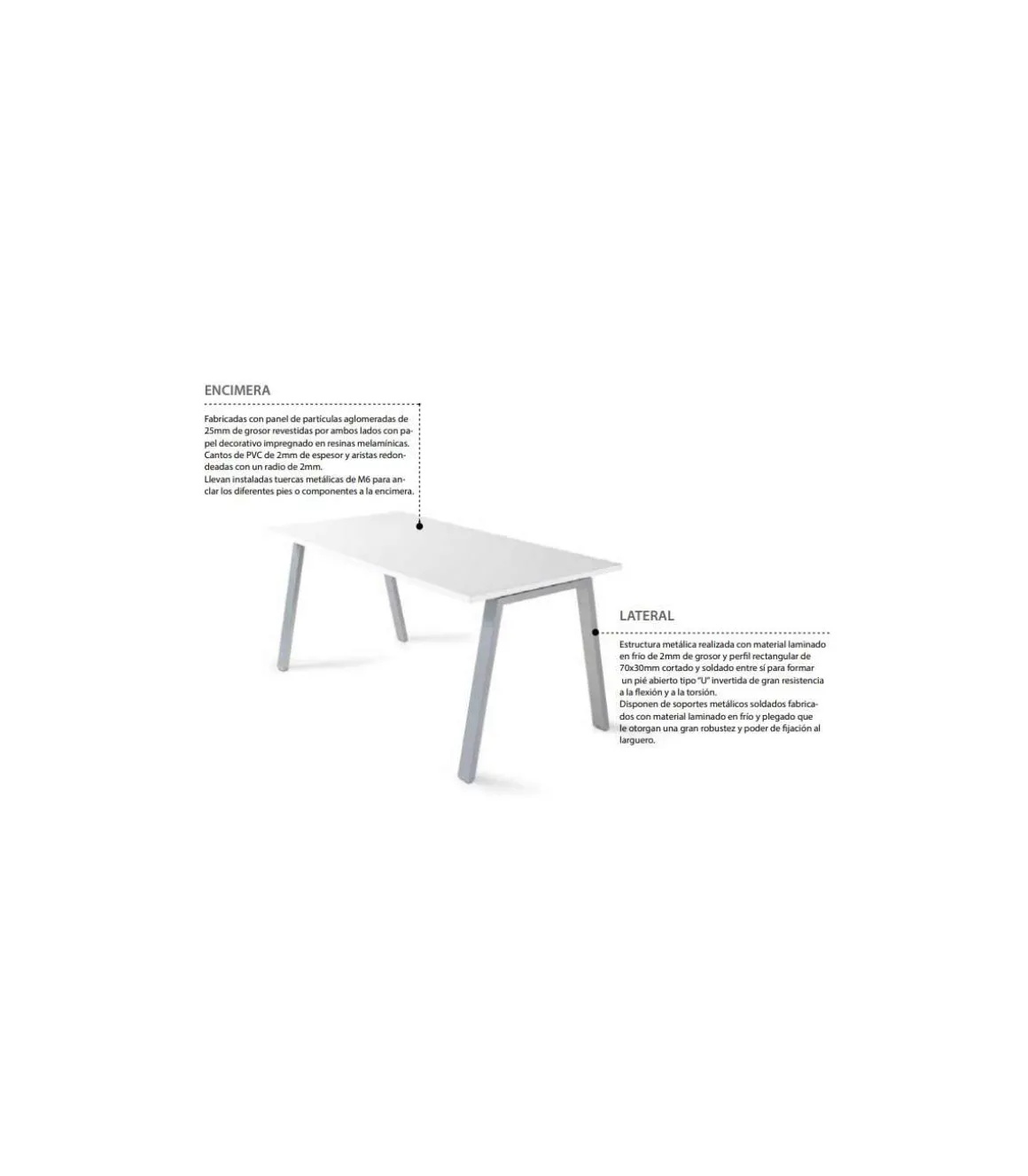 Mesa estudio Atrio acabado blanco, 73 cm(alto)140 cm(ancho)80 cm(fondo)