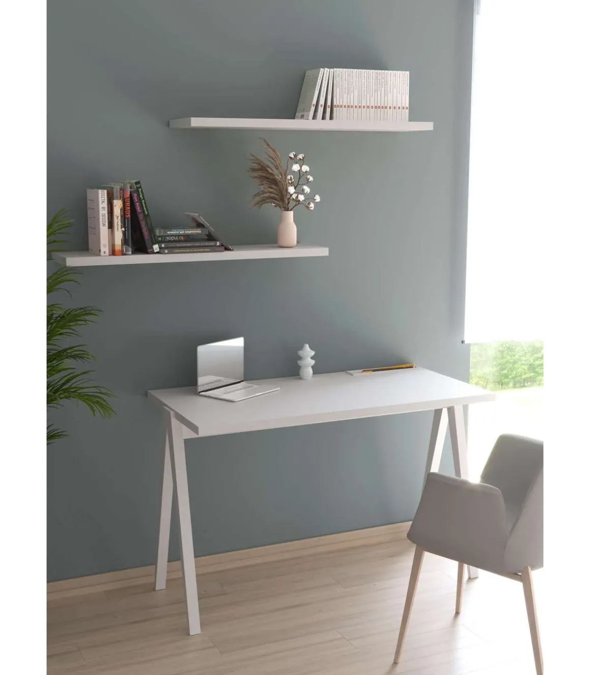 Mesa estudio Mod-629 acabado blanco, 47x 107 x 78 cm (fondo x ancho x alto)