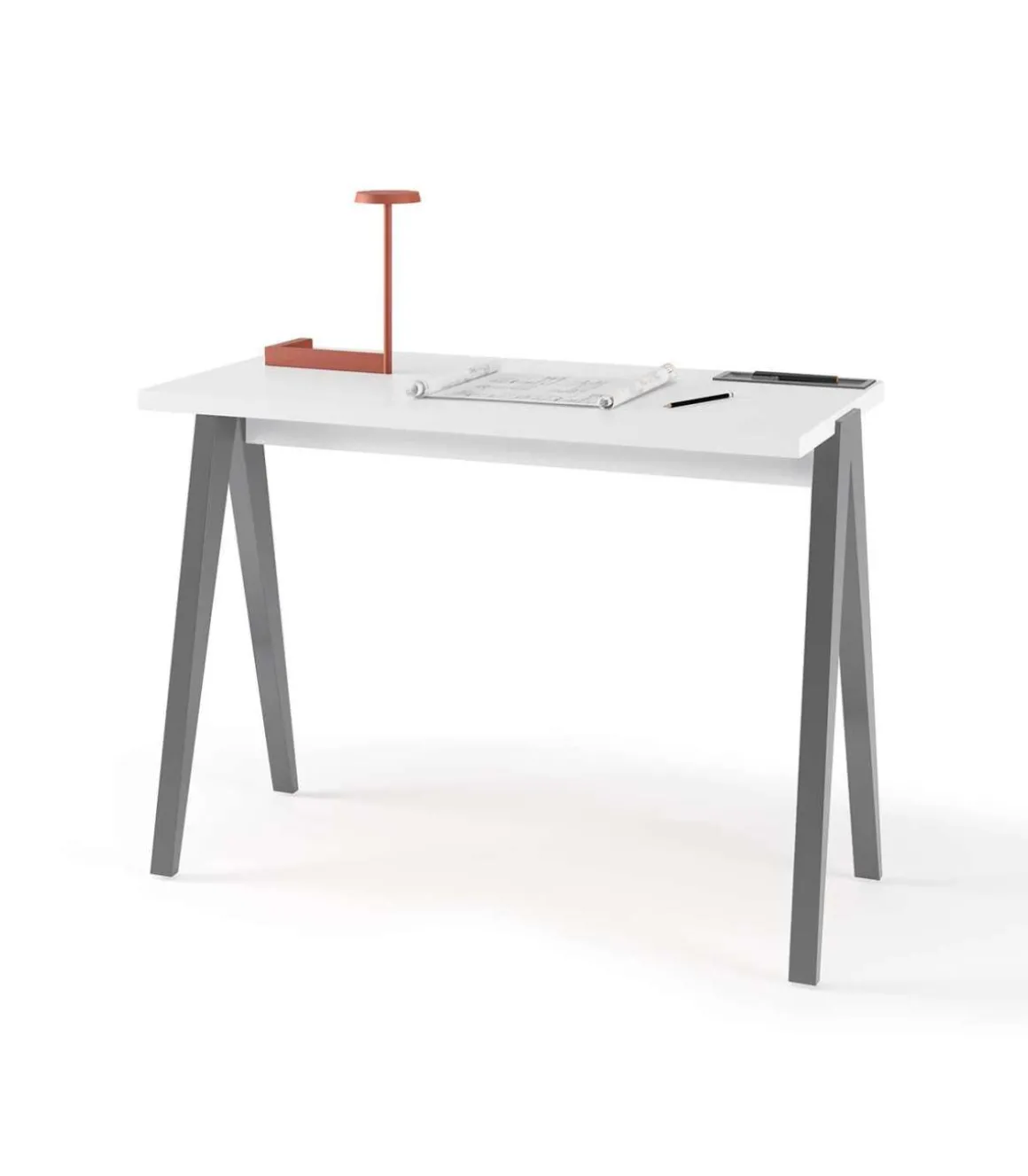 Mesa estudio Mod-629 acabado blanco/gris, 47x 107 x 78 cm (fondo x ancho x alto)