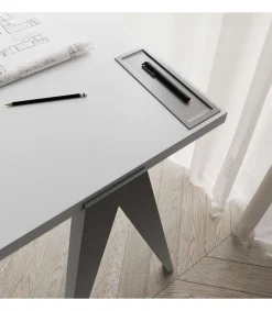 Mesa estudio Mod-629 acabado blanco/gris, 47x 107 x 78 cm (fondo x ancho x alto)