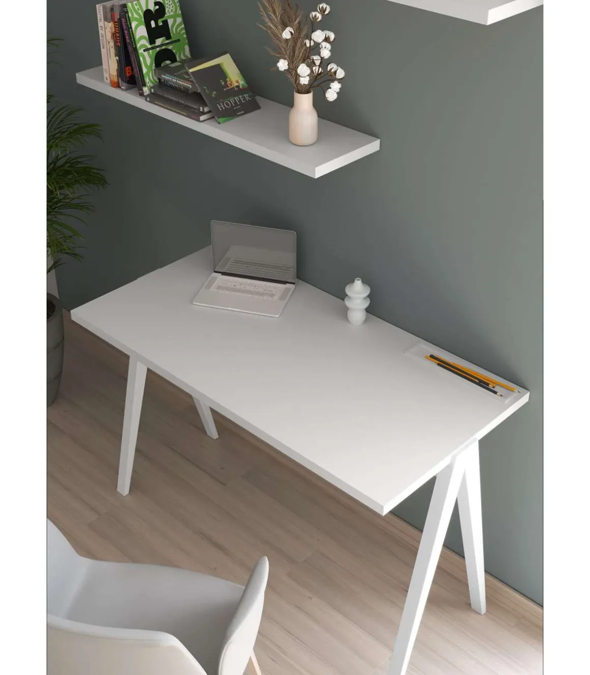 Mesa estudio Mod-635 acabado blanco, 60 x 120 x 78 cm (fondo x ancho x alto)