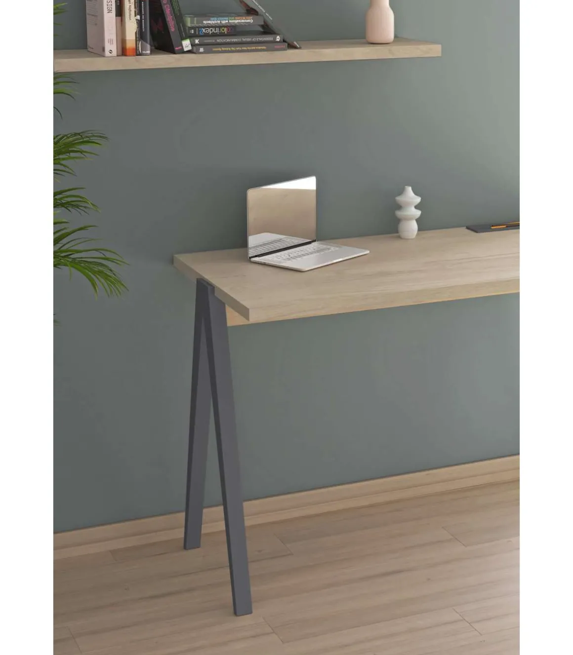Mesa estudio Mod-635 acabado en color roble combinado con grafito, 60 x 120 x 78 cm (fondo x ancho x alto)