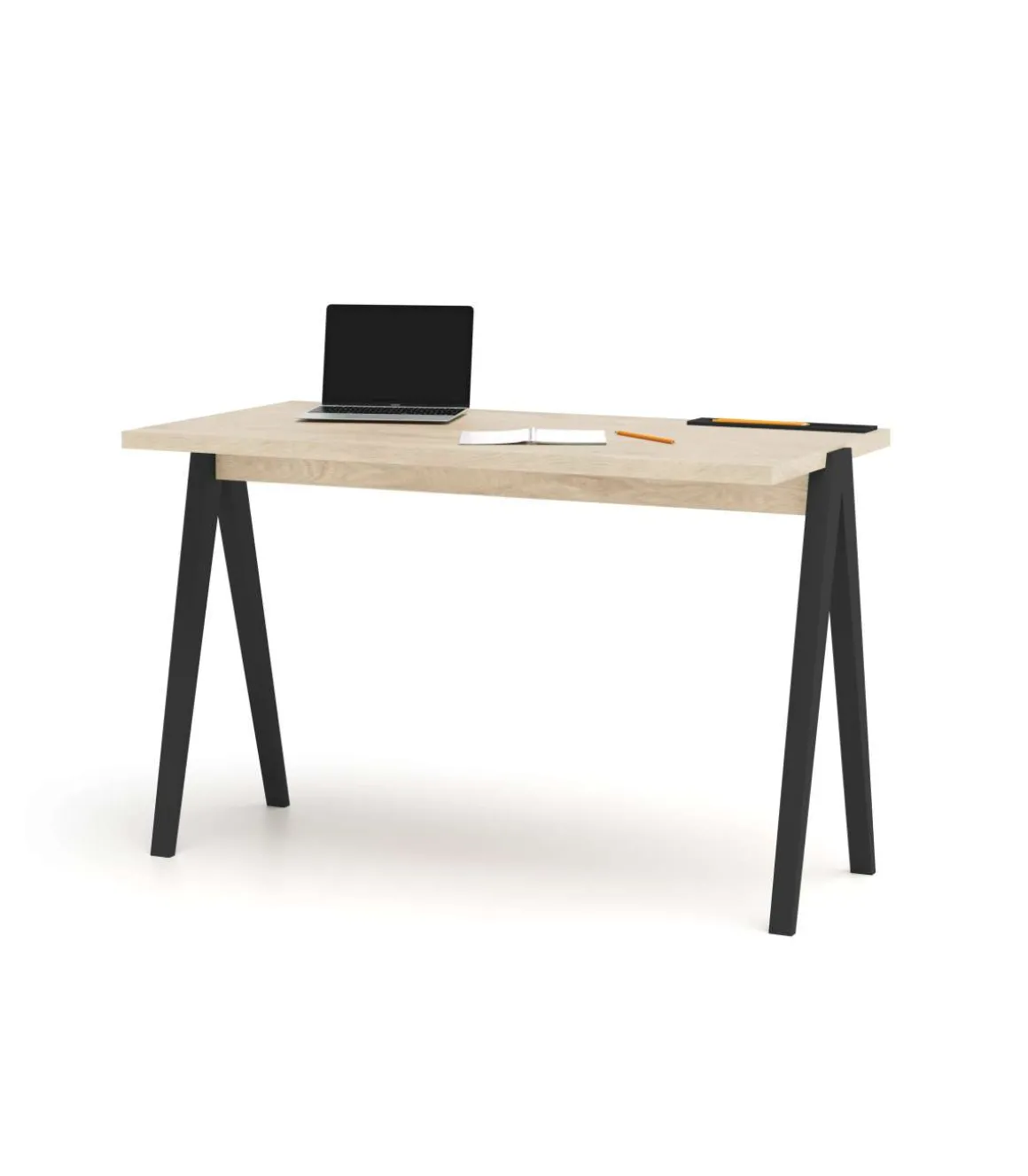 Mesa estudio Mod-635 acabado en color roble combinado con negro, 60 x 120 x 78 cm (fondo x ancho x alto)