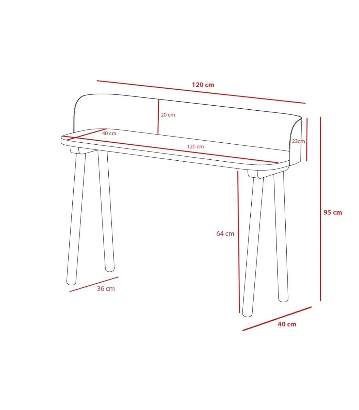 Mesa estudio Mod-634 acabado en color nogal/blanco, 40 x 120 x 95 cm (fondo x ancho x alto)