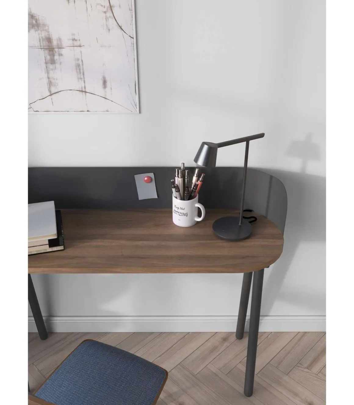 Mesa estudio Mod-634 acabado en color nogal/grafito, 40 x 120 x 95 cm (fondo x ancho x alto)