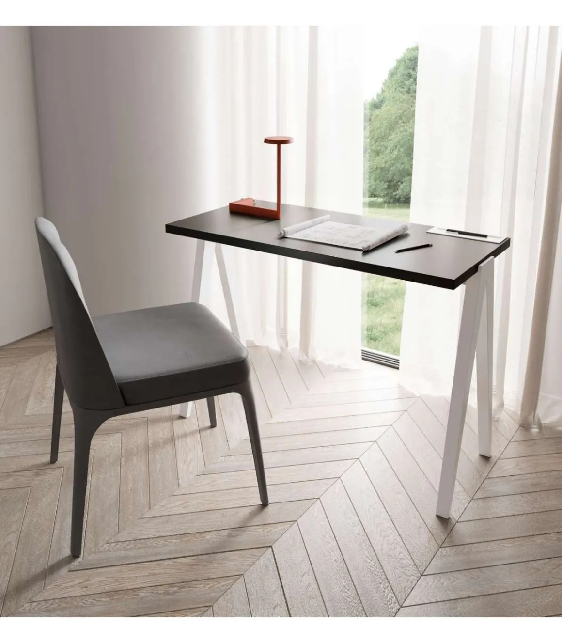 Mesa estudio Mod-629 acabado grafito/blanco, 47x 107 x 78 cm (fondo x ancho x alto)