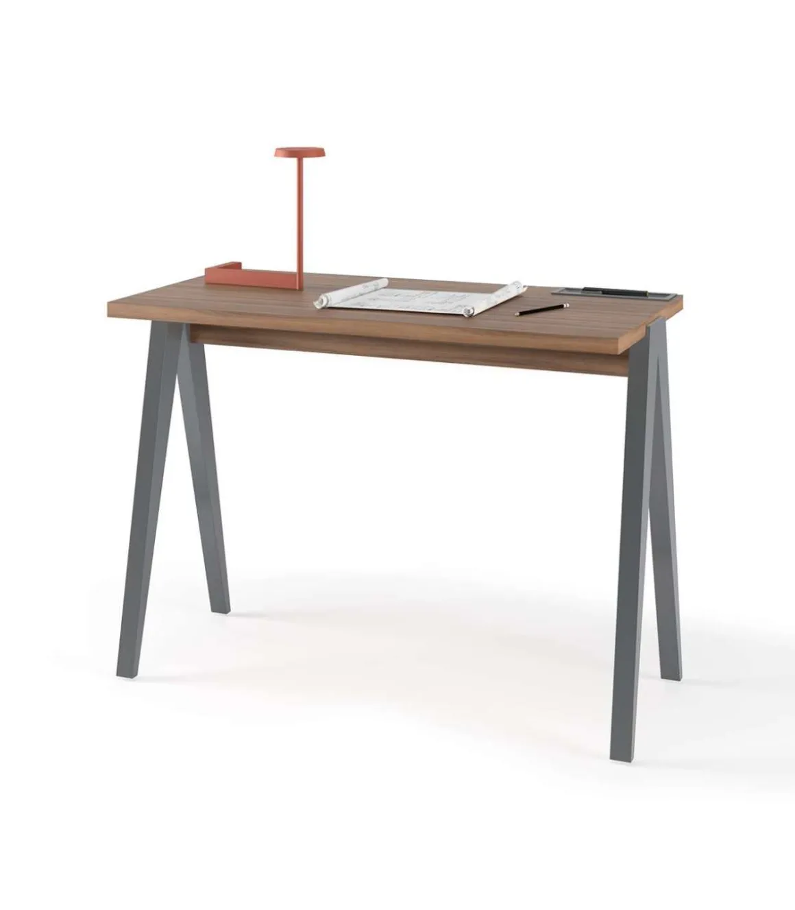 Mesa estudio Mod-629 acabado nogal/gris, 47x 107 x 78 cm (fondo x ancho x alto)