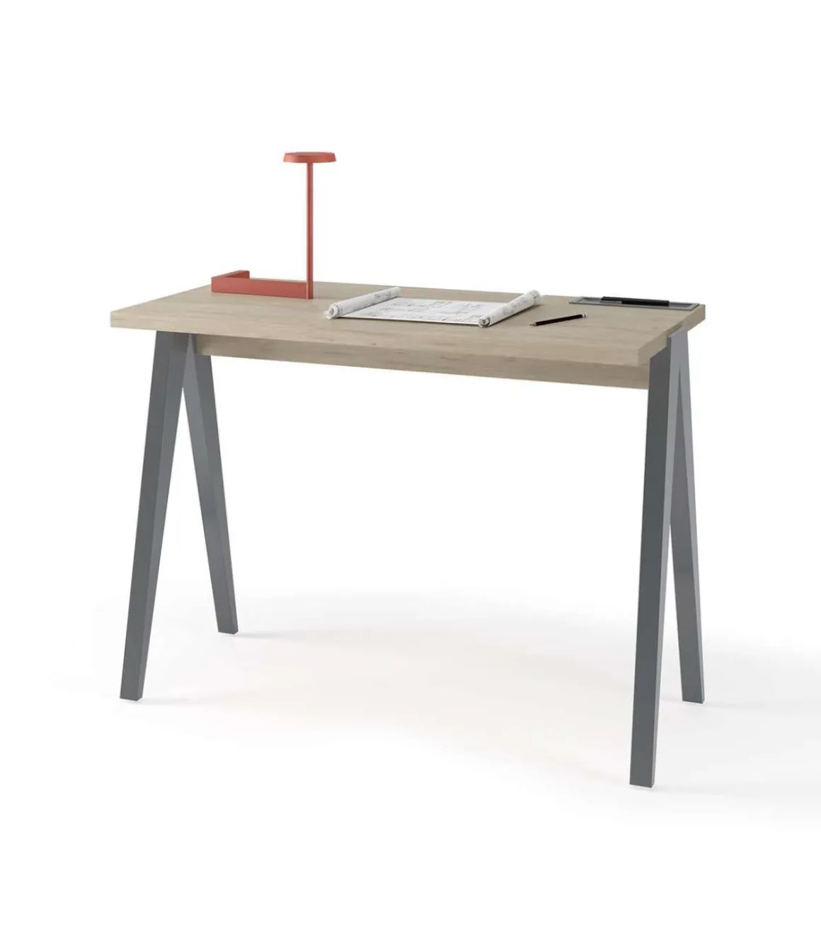 Mesa estudio Mod-629 acabado roble/gris, 47x 107 x 78 cm (fondo x ancho x alto)