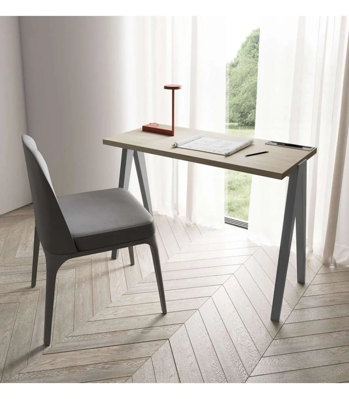 Mesa estudio Mod-629 acabado roble/gris, 47x 107 x 78 cm (fondo x ancho x alto)