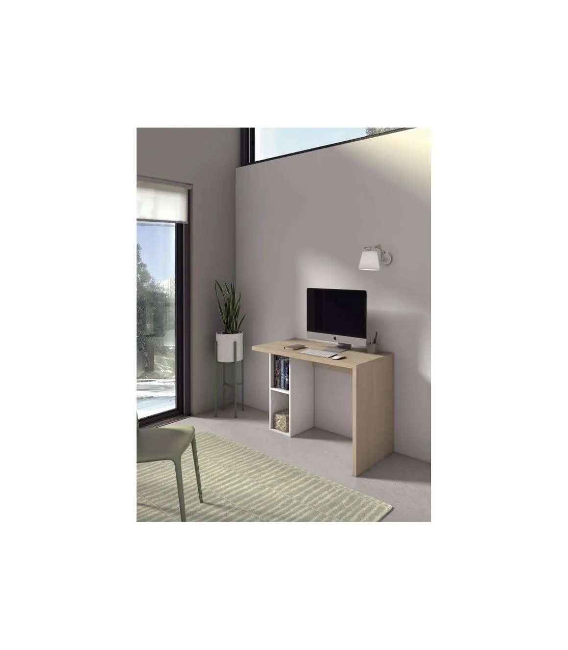 Mesa estudio Mod-Denver acabado roble/blanco, 52 x 105 x 76 cm (fondo x ancho x alto)