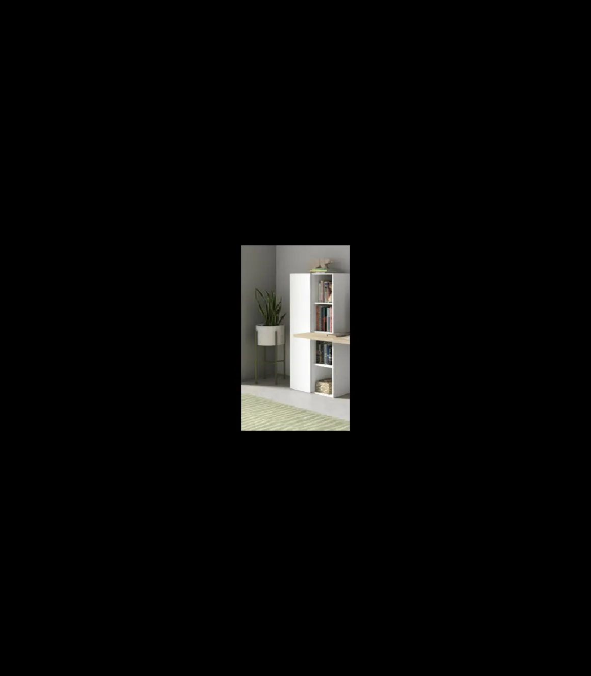 Mesa estudio Mod-Gandia acabado roble/blanco, 52 x 133 x 149 cm (fondo x ancho x alto)