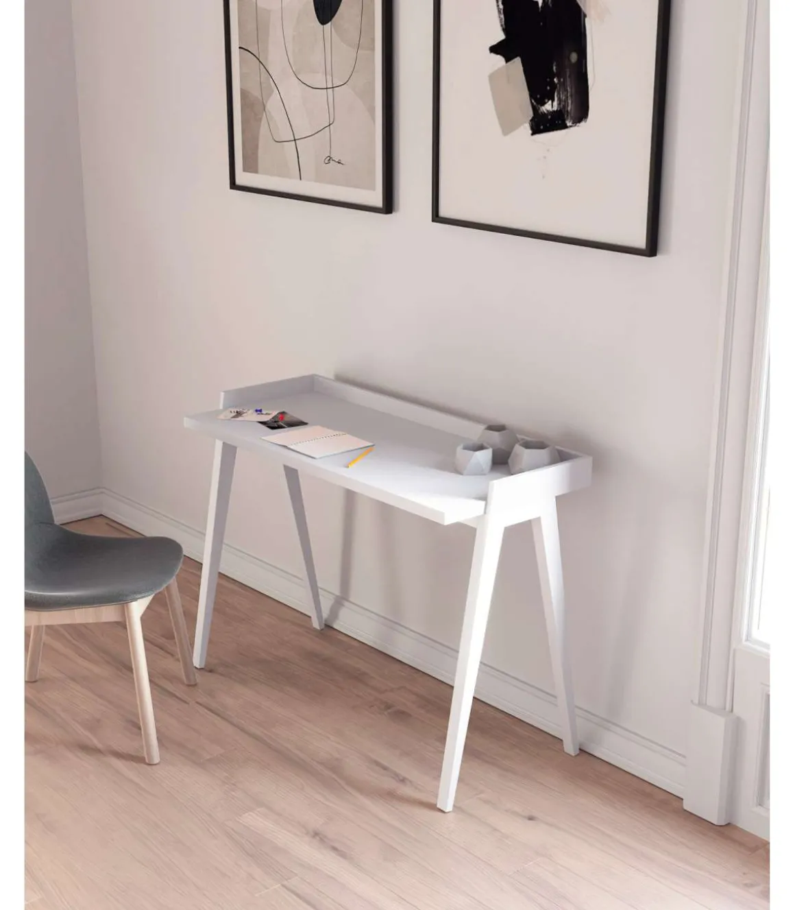 Mesa estudio Mod-Nairobi acabado blanco, 47 x 110 x 81 cm (fondo x ancho x alto)