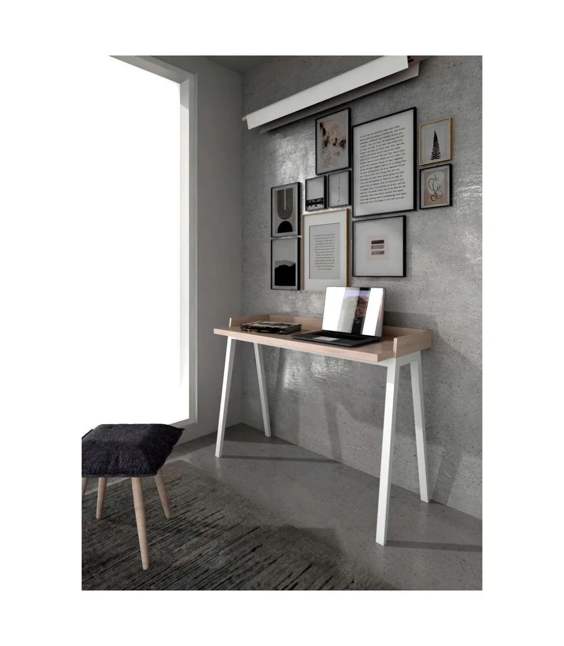 Mesa estudio Mod-Nairobi acabado roble blanco, 47 x 110 x 81 cm (fondo x ancho x alto)