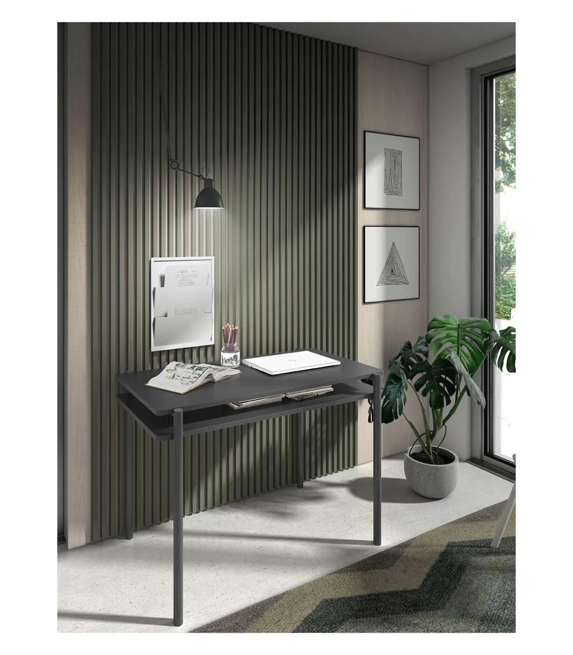 Mesa estudio Mod-Rio acabado grafito, 54 x 100 x 77 cm (fondo x ancho x alto)