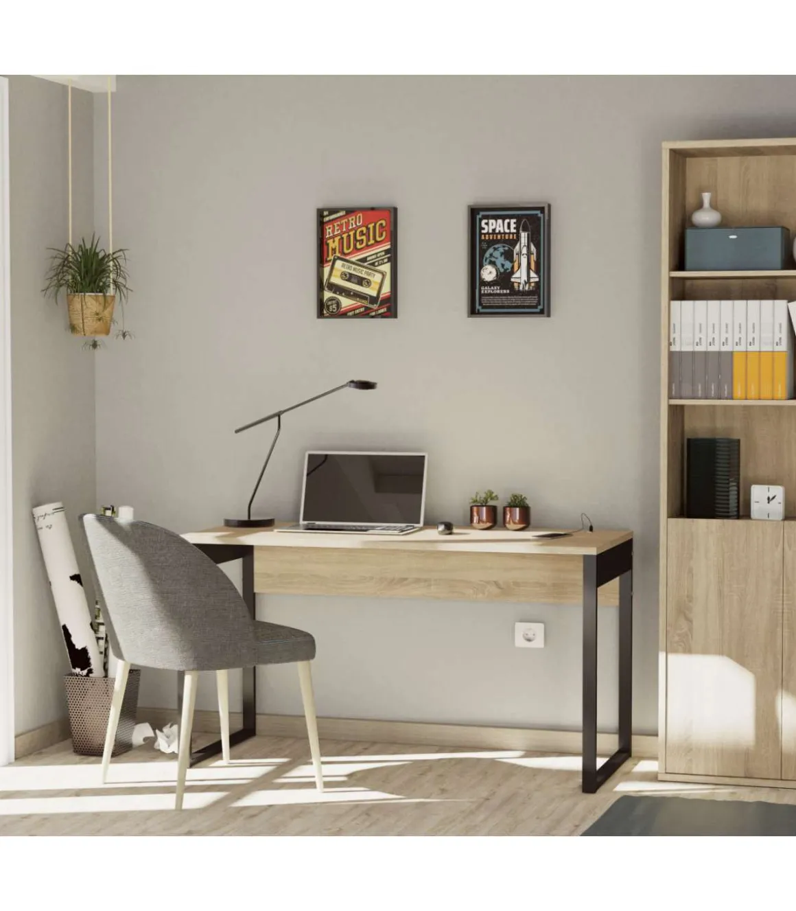 Mesa Estudio Nexus acabado roble cambrian, 76cm(alto) 135cm(ancho) 60cm(fondo).