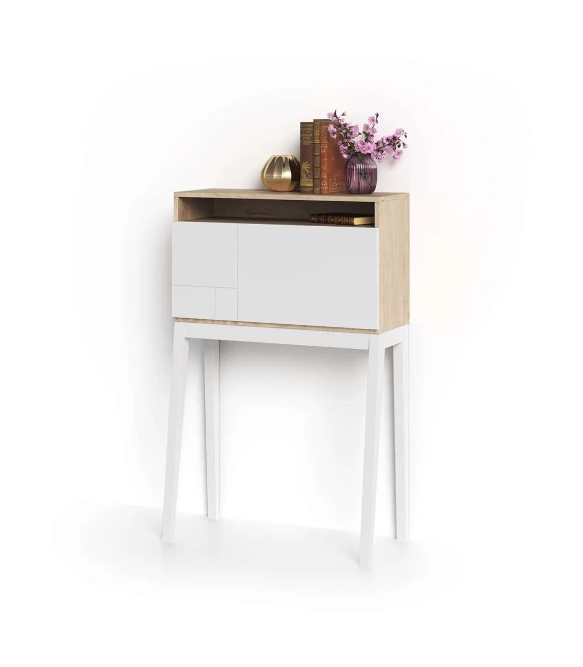 Mesa estudio para colgar Mod-630 acabado nogal/blanco, 39 x 75 x 117 cm (fondo x ancho x alto)