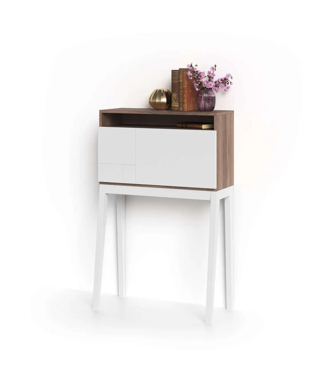 Mesa estudio para colgar Mod-630 acabado nogal/blanco, 39 x 75 x 117 cm (fondo x ancho x alto)