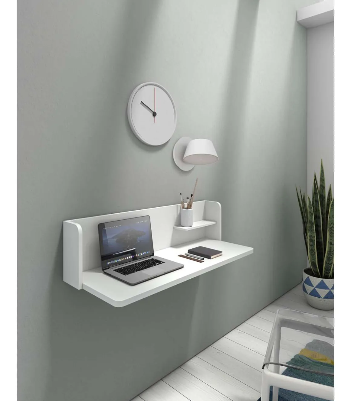 Mesa estudio para colgar Mod-Roman acabado blanco, 35 x 90 x 25 cm (fondo x ancho x alto)