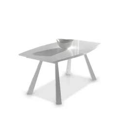 Mesa extensible acabado en blanco brillo Astrid, 180/230 x 95 x 76,5 cm (largo x ancho x alto)