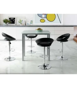 Mesa extensible alta Laia acabado cristal blanco, 95 (alto) x 95 (largo) x 55/95 ancho