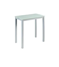Mesa extensible alta Laia acabado cristal blanco, 95 (alto) x 95 (largo) x 55/95 ancho