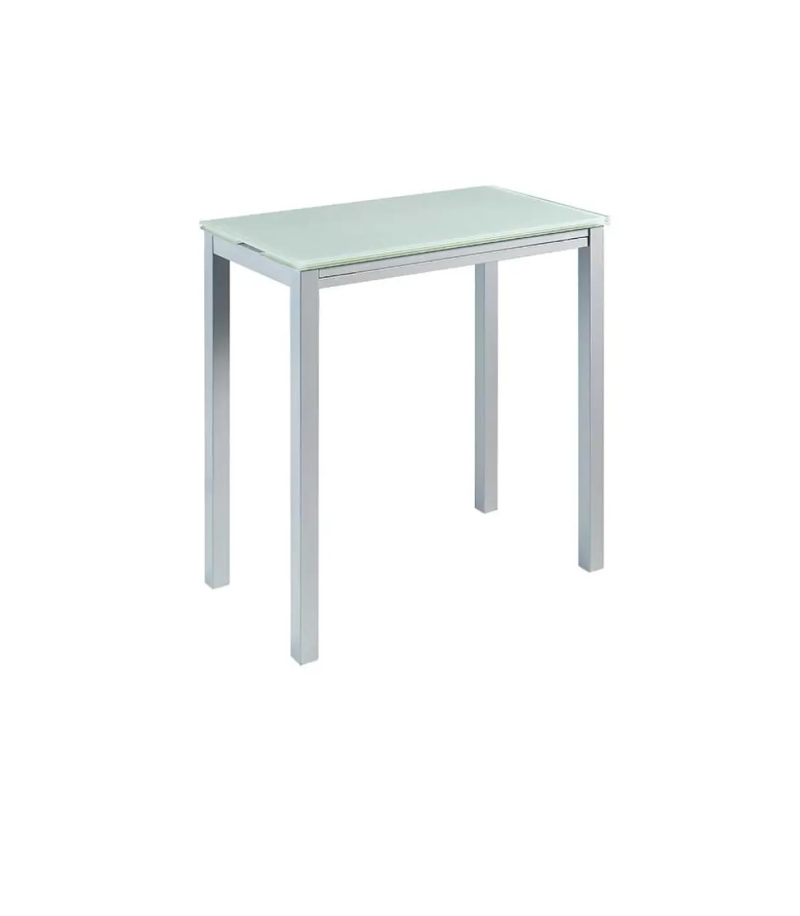 Mesa extensible alta Laia acabado cristal blanco, 95 (alto) x 95 (largo) x 55/95 ancho