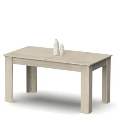 Mesa extensible Kia para salón, cocina acabado roble aurora, 77cm(alto) 140/195cm(ancho) 80cm(largo)