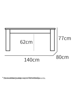 Mesa extensible Kia para salón, cocina acabado roble aurora, 77cm(alto) 140/195cm(ancho) 80cm(largo)