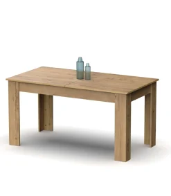 Mesa extensible Kia para salón, cocina acabado roble gold, 77cm(alto) 140/195cm(ancho) 80cm(largo)