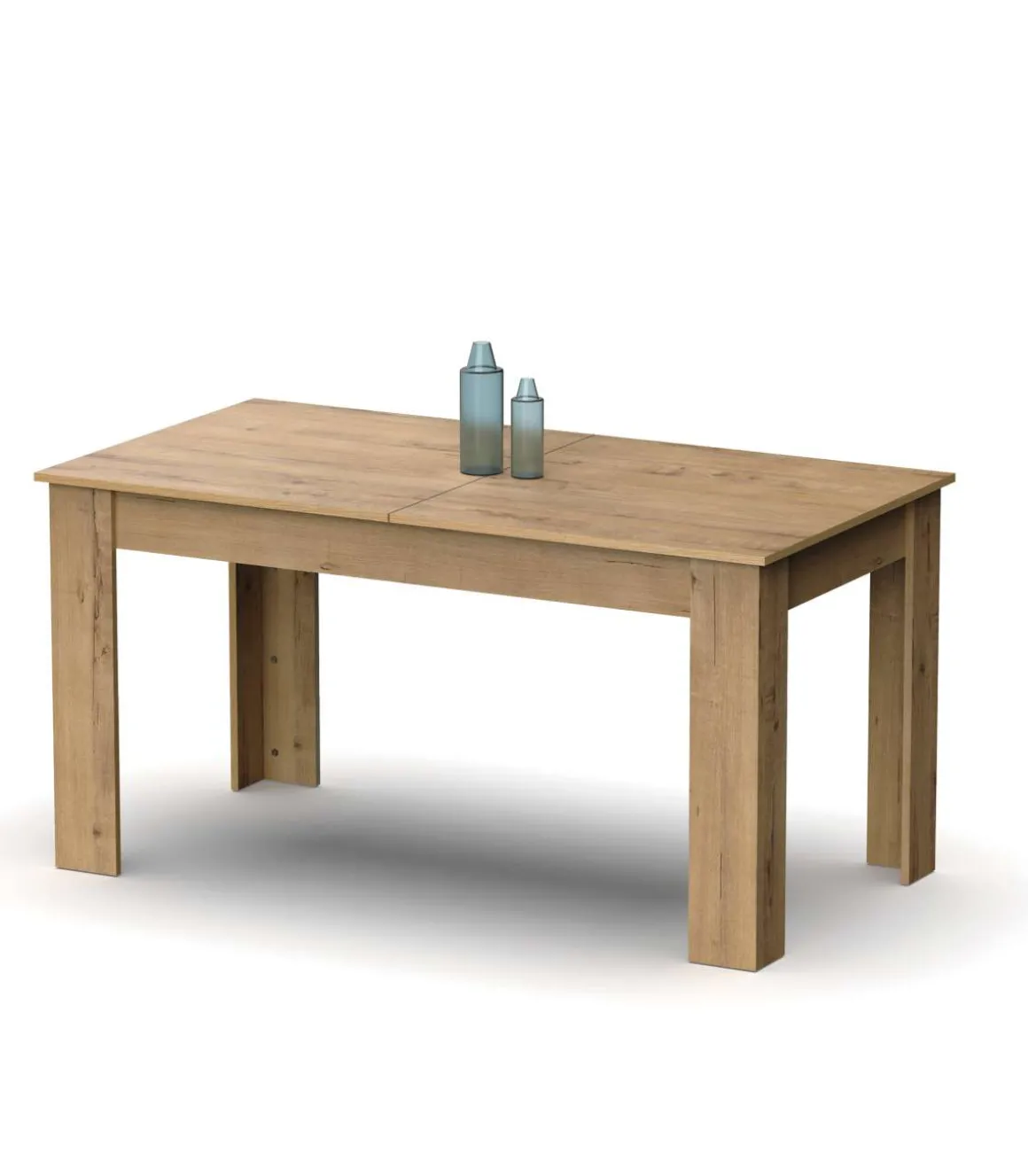 Mesa extensible Kia para salón, cocina acabado roble gold, 77cm(alto) 140/195cm(ancho) 80cm(largo)