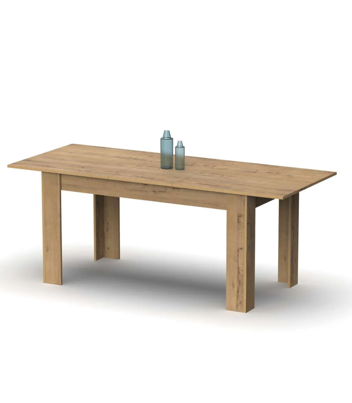 Mesa extensible Kia para salón, cocina acabado roble gold, 77cm(alto) 140/195cm(ancho) 80cm(largo)