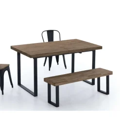 Mesa extensible Natural de estilo Industrial Roble American/Negro 76 cm(alto)140-180 cm(ancho)80 cm(largo)