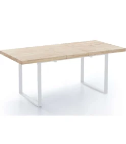 Mesa extensible Natural de estilo Industrial Roble Nordish/blanco 76 cm(alto)140-180 cm(ancho)80 cm(largo)