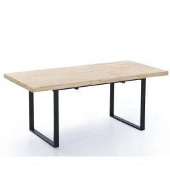Mesa extensible Natural de estilo Industrial Roble nordish/negro 76 cm(alto)140-180 cm(ancho)80 cm(largo)