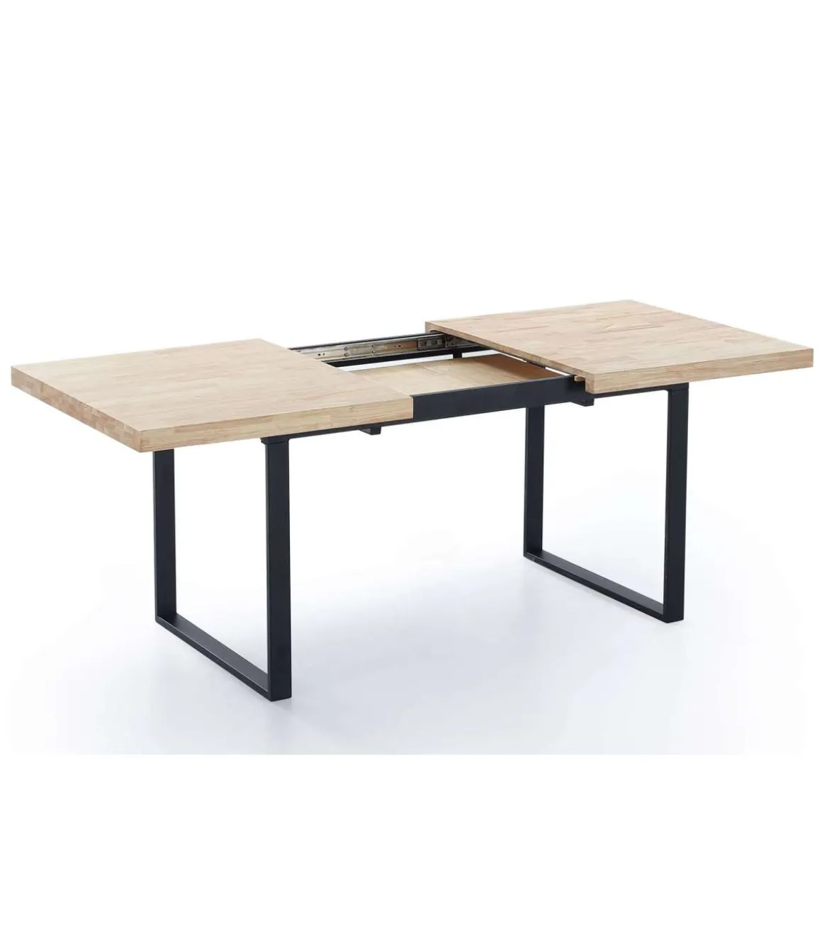 Mesa extensible Natural de estilo Industrial Roble nordish/negro 76 cm(alto)140-180 cm(ancho)80 cm(largo)