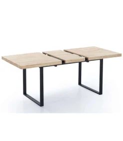 Mesa extensible Natural de estilo Industrial Roble nordish/negro 76 cm(alto)140-180 cm(ancho)80 cm(largo)