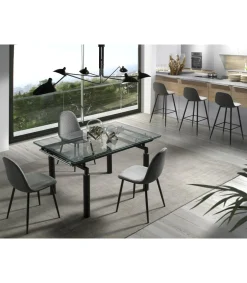 Mesa extensible rectangular sobre de vidrio Camelia, 140/200 x 90 x 76 cm (largo x ancho x alto)