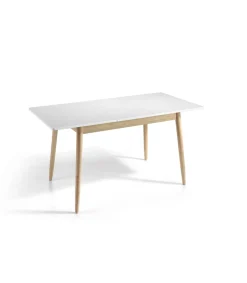 Mesa extensible rectangular Carmela acabado blanco, 120/160 x 80 x 76 cm (largo x ancho x alto)
