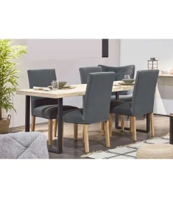 Mesa extensible STEVE Roble Nordish/Negro 76 cm(alto)140-180 cm(ancho)80 cm(largo)