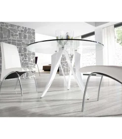 Mesa fija circular de vidrio templado Aroa, 120 x 77 cm (diámetro x alto)